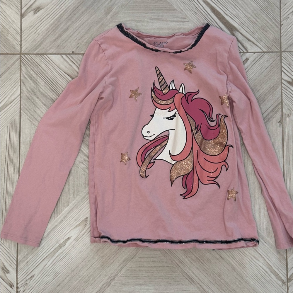 The Children's Place Pink Unicorn Long Sleeve Tee